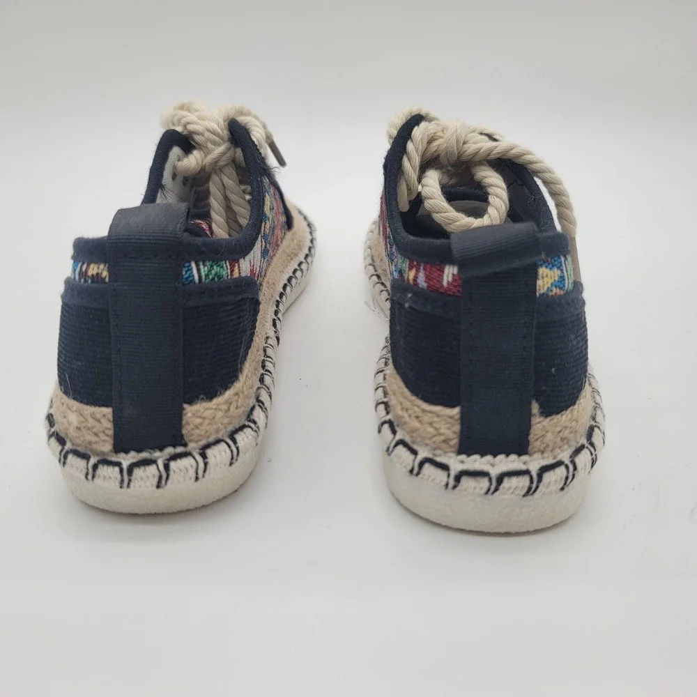Kayleen Espadrille Sneakers Womens 9 Black Tribal Lace Up Canvas Boho Shoes